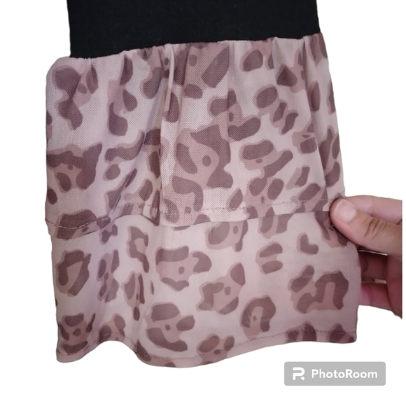 SUZANNE BETRO| RELAXED JERSEY DRESS W DBLE LAYERED LEOPARD PRINT CUFF SIZE L - Picture 6 of 6